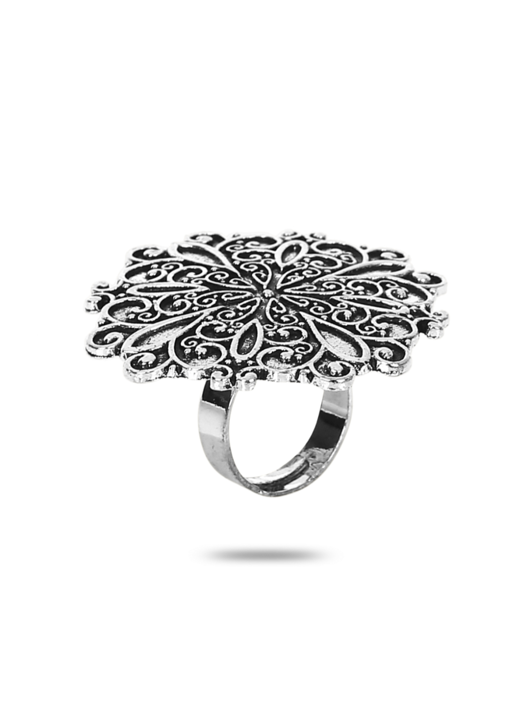 YouBella Oxidized Silver Plated Afghani Rings for Women and Girls (Adjustable Size, Combo of 3 , Style 1)
