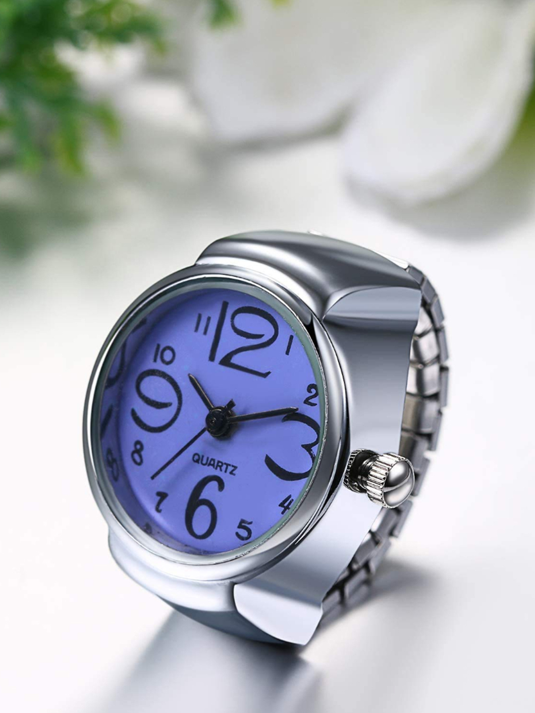YouBella Jewellery Stylish Finger Ring Watch Jewellery Alloy Silver Plated Ring for Girls/Women and Boys/Men (Dark Blue)