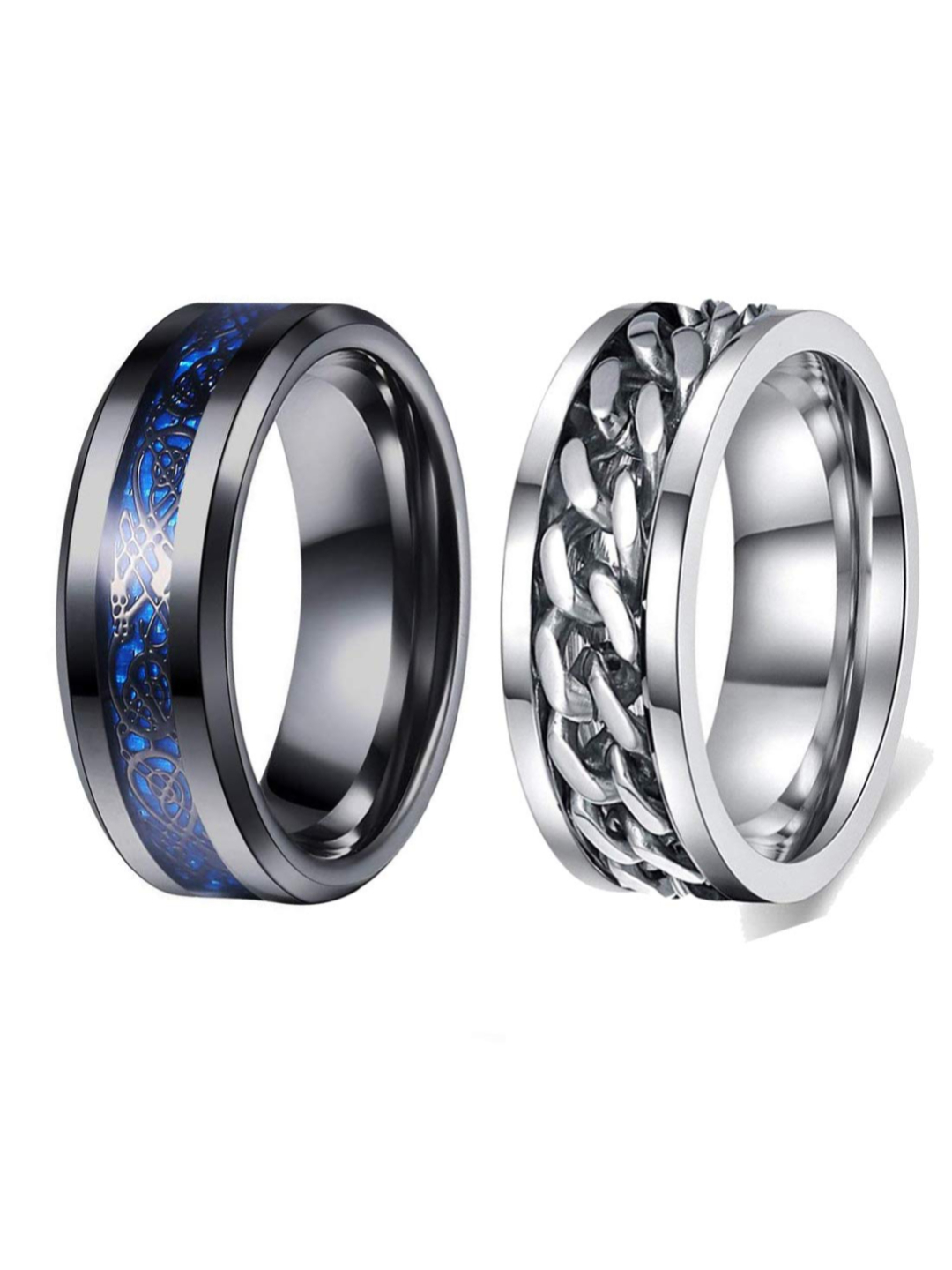 YouBella Silver Plated Stainless Steel Ring Combo Jewellery for Men (Style 1)