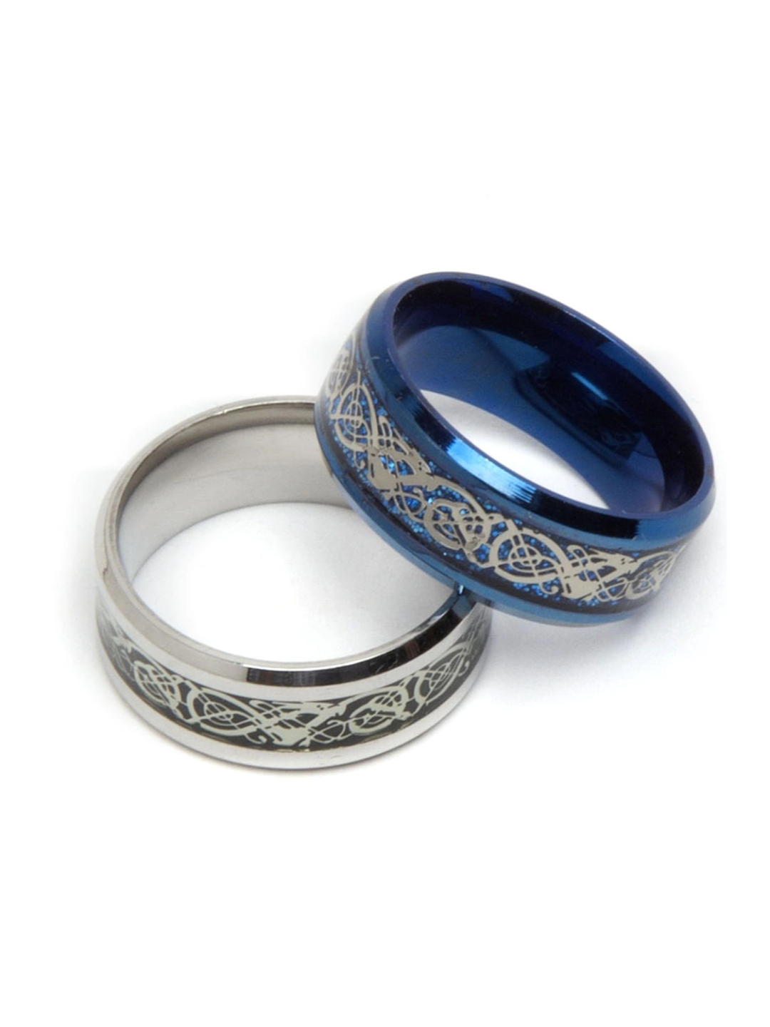 YouBella Boys/Men's Silver Plated Stainless Steel Ring Jewellery Combo (Style 2)