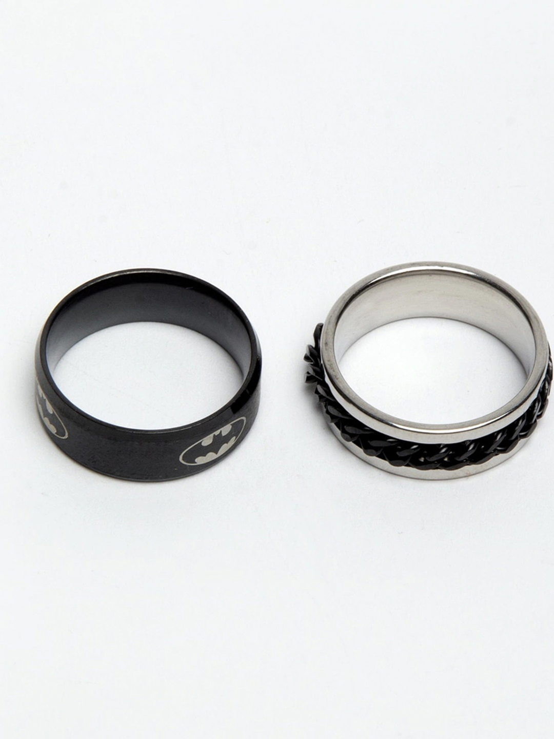 YouBella Jewellery Silver Plated Stainless Steel Ring Combo for Men (Style 3)