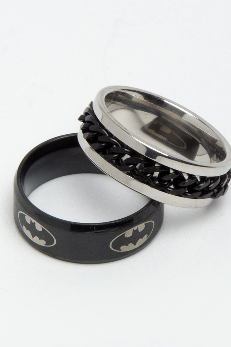 YouBella
Men Set Of 2 Black & Silver-Toned Textured Finger Rings