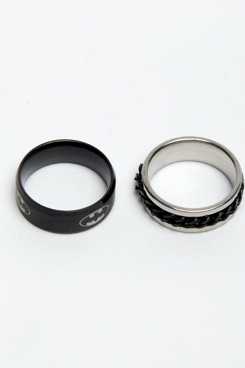 YouBella
Men Set Of 2 Black & Silver-Toned Textured Finger Rings