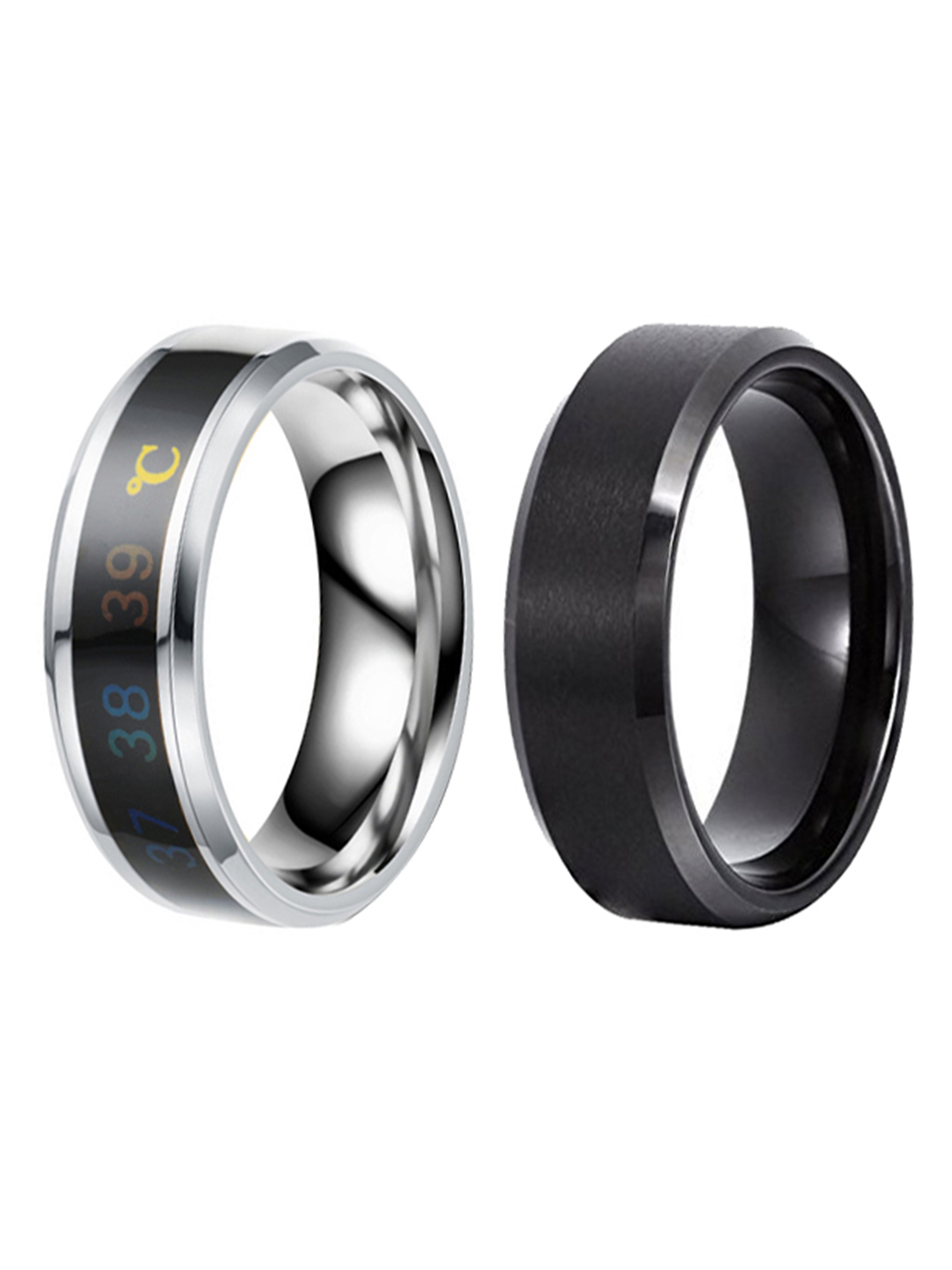 YouBella Jewellery Silver Plated Stainless Steel Ring Combo for Boys and Men (Style 4)