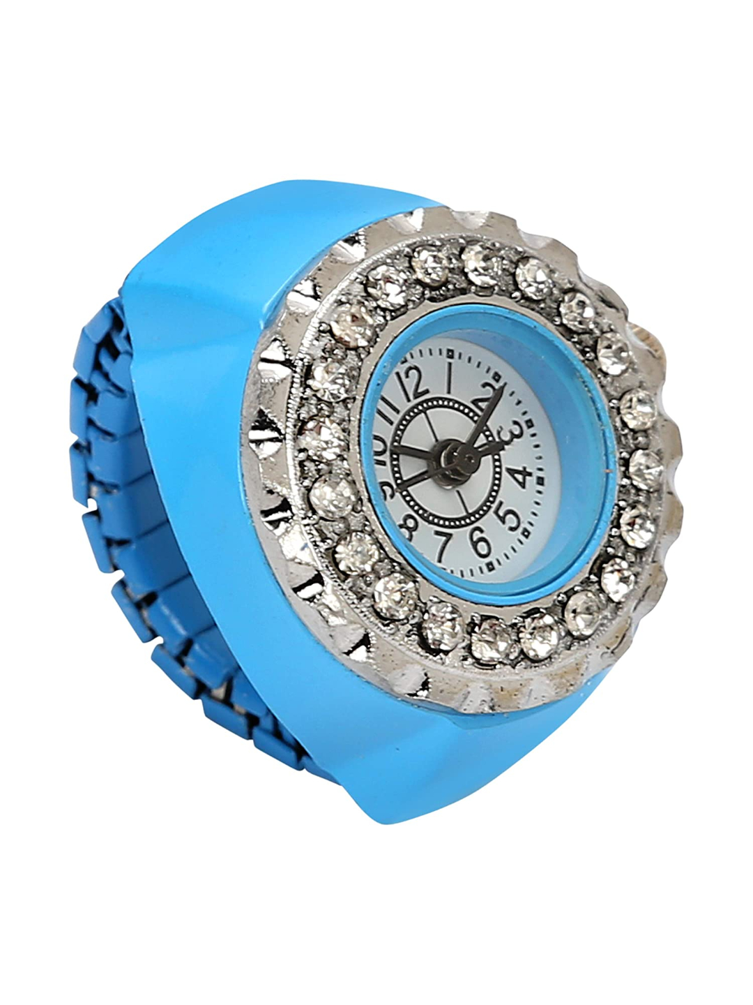 YouBella Jewellery Stylish Finger Ring Watch Jewellery Alloy Ring for Girls/Women and Boys/Men (Blue)