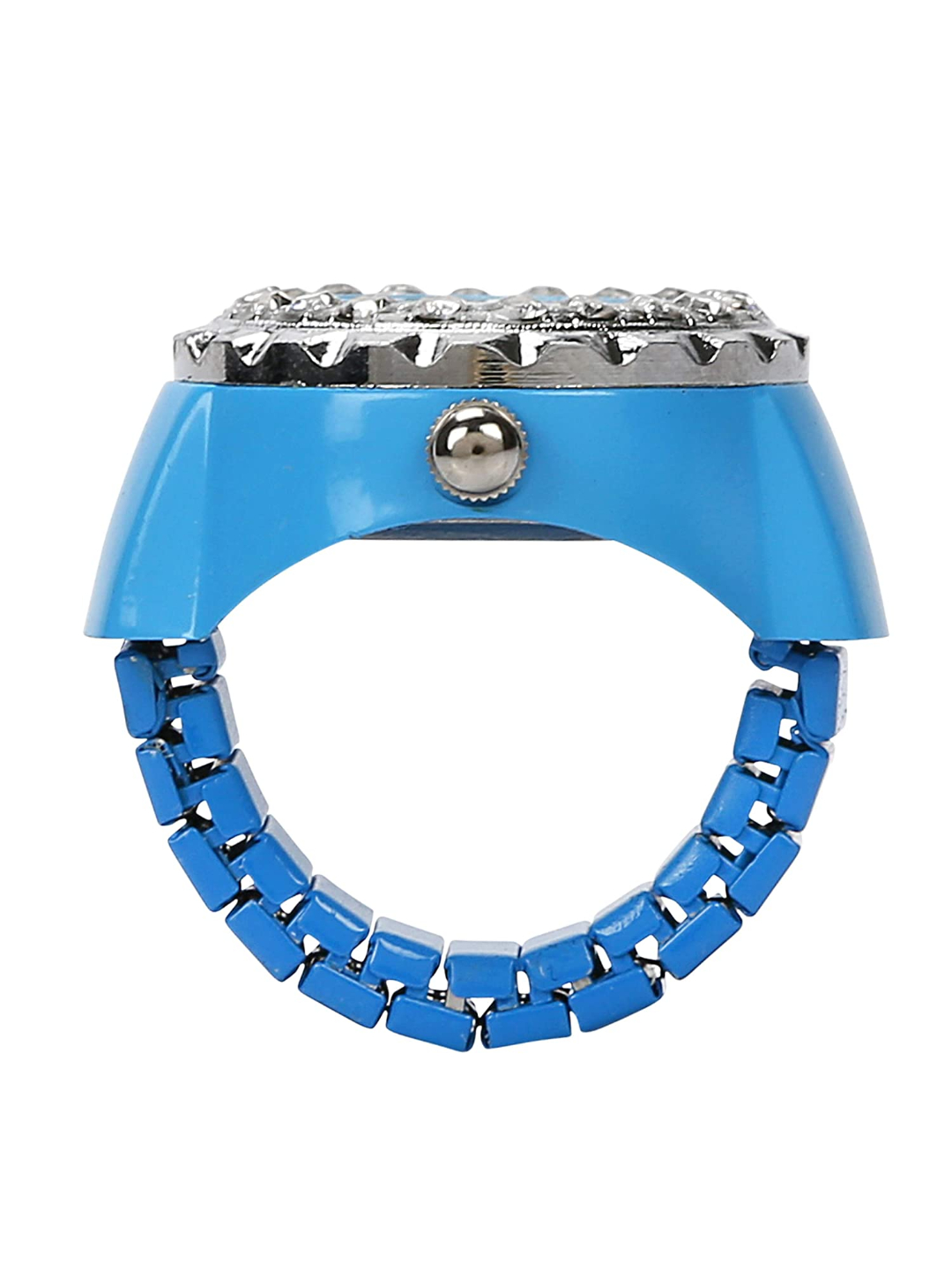 YouBella Jewellery Stylish Finger Ring Watch Jewellery Alloy Ring for Girls/Women and Boys/Men (Blue)