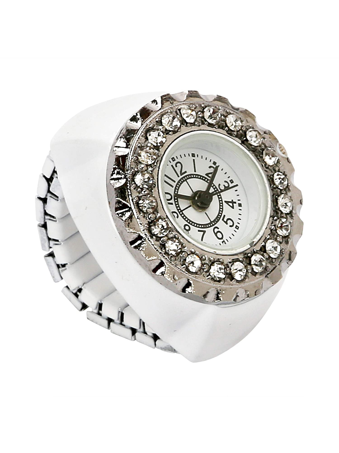 YouBella Jewellery Stylish Finger Ring Watch Jewellery Alloy Ring for Girls/Women and Boys/Men (White)