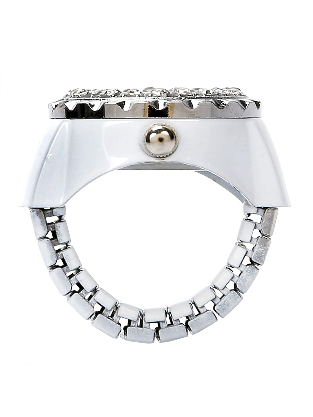 YouBella Jewellery Stylish Finger Ring Watch Jewellery Alloy Ring for Girls/Women and Boys/Men (White)