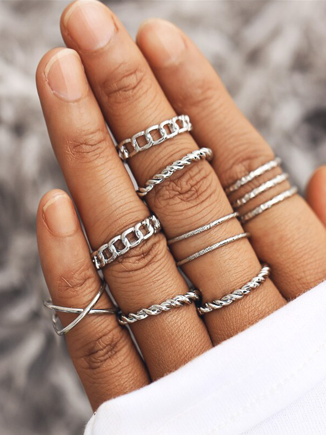 YouBella Jewellery Bohemain Oxidised Rings Combo of 8 Rings for Women and Girls (Silver) (YBRG_20121)