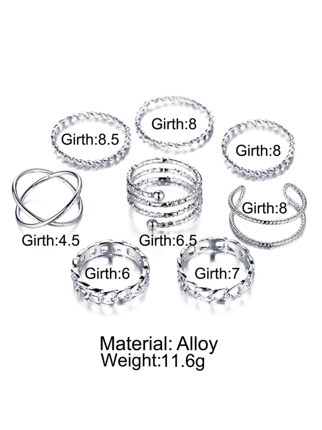 YouBella Jewellery Bohemain Oxidised Rings Combo of 8 Rings for Women and Girls (Silver) (YBRG_20121)