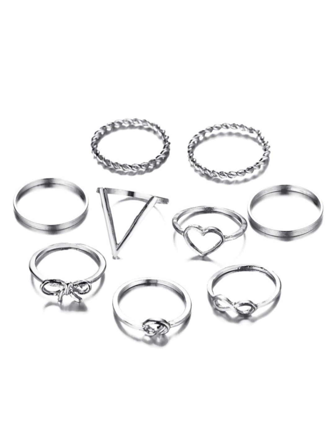 YouBella Jewellery Bohemain Oxidised Rings Combo of 9 Rings for Women and Girls (Silver)
