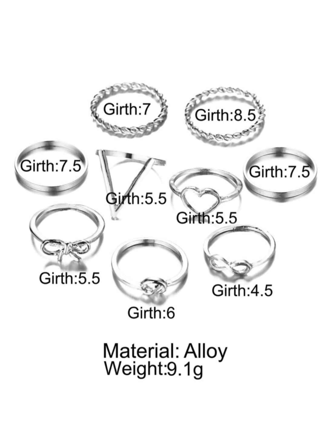 YouBella Jewellery Bohemain Oxidised Rings Combo of 9 Rings for Women and Girls (Silver)