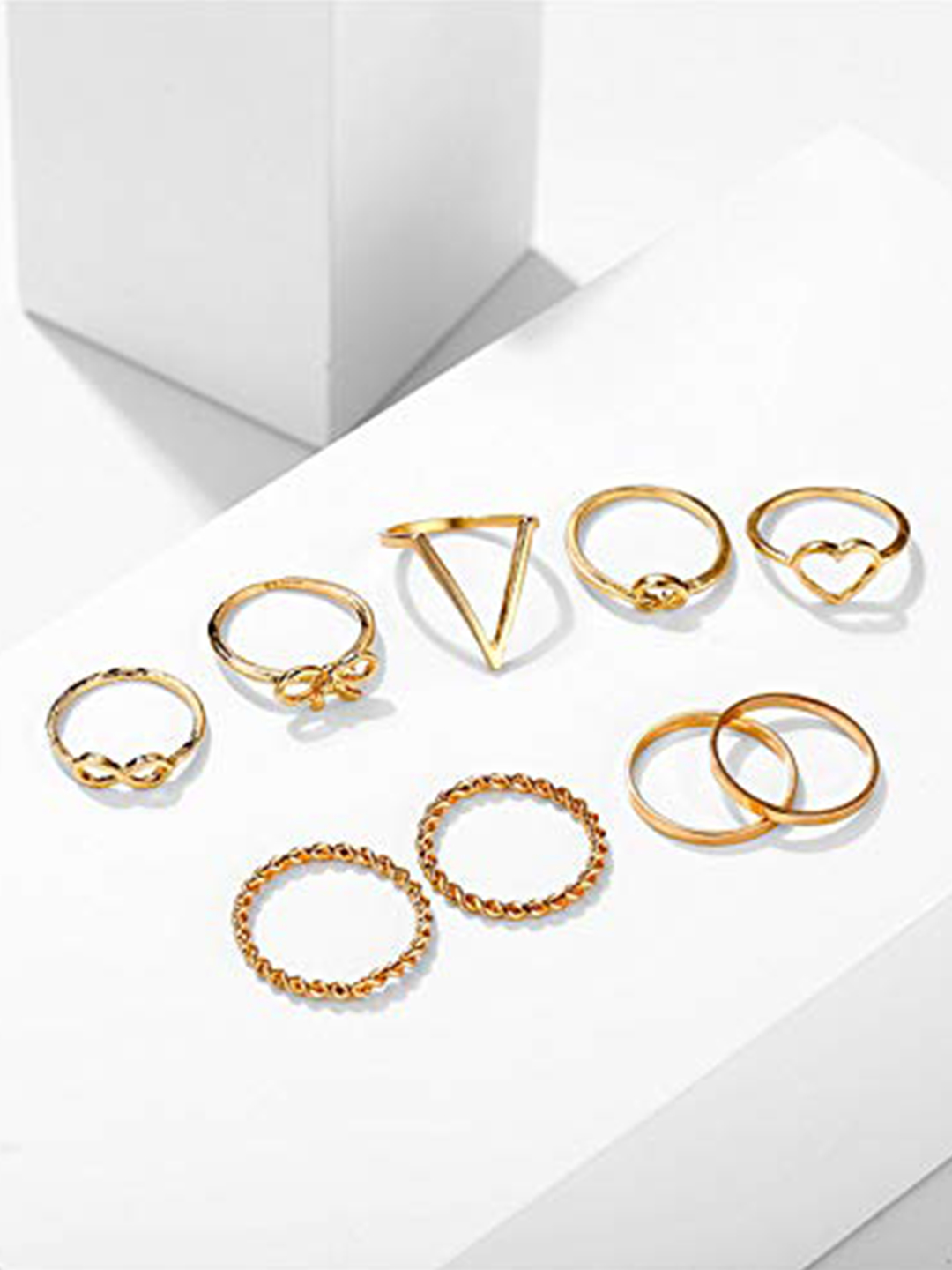 YouBella Jewellery Bohemain Oxidised Rings Combo of 9 Rings for Women and Girls (Gold)
