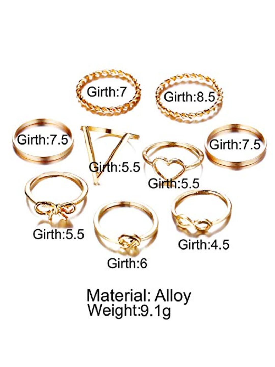 YouBella Jewellery Bohemain Oxidised Rings Combo of 9 Rings for Women and Girls (Gold)