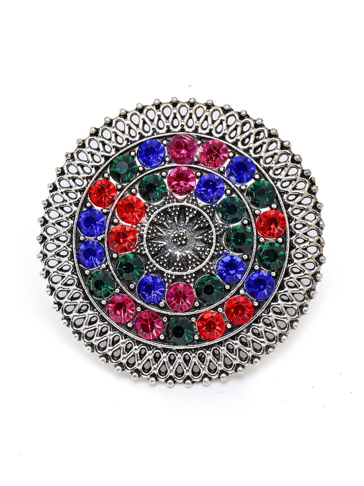 YouBella
Silver-Plated Blue & Red Stone-Studded Afghan Adjustable Finger Ring