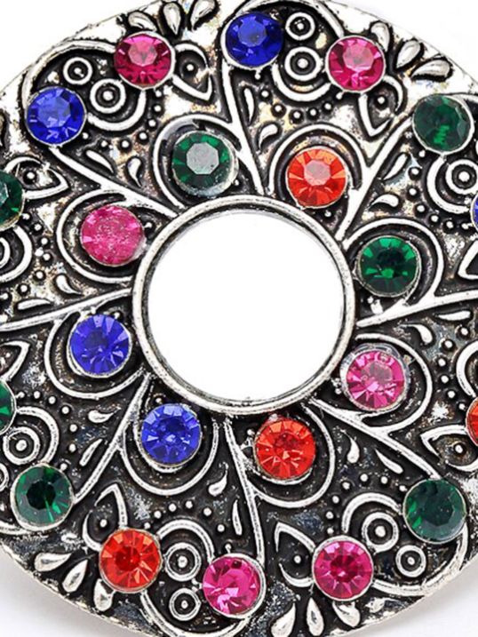YouBella Silver-Plated Blue  Orange Stone-Studded Afgan Adjustable Finger Ring