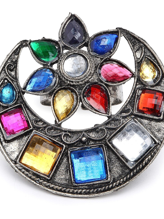 YouBella
Multicoloured Stone-Studded Afgan Adjustable Finger Ring