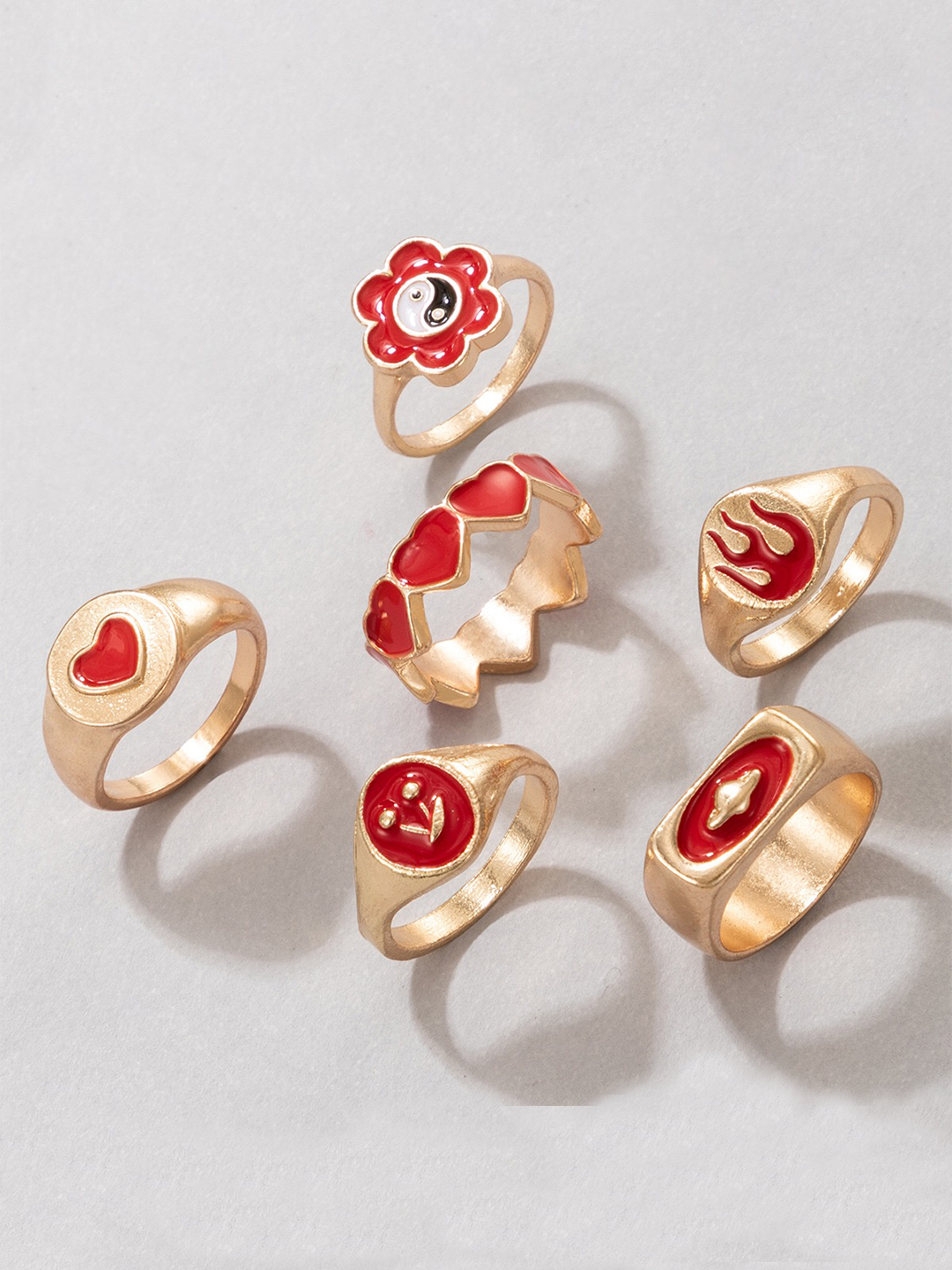 YouBella Jewellery Gold Plated Enamelled Combo of Rings for Girls and Women (Style 1)