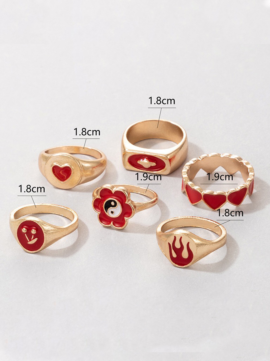 YouBella Jewellery Gold Plated Enamelled Combo of Rings for Girls and Women (Style 1)