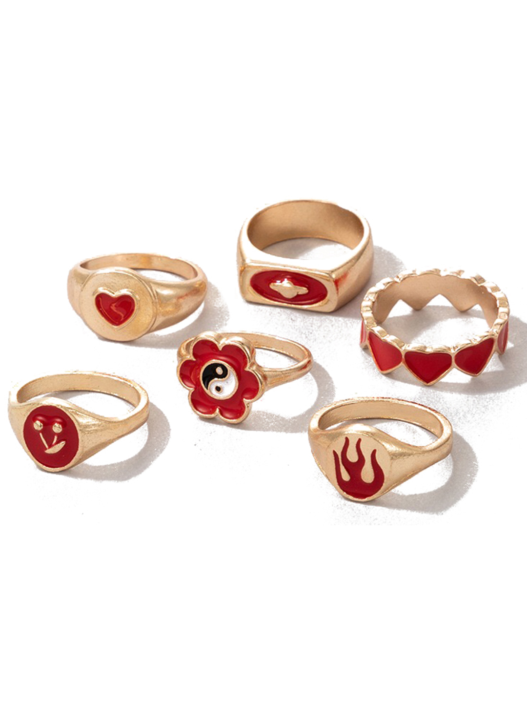 YouBella Jewellery Gold Plated Enamelled Combo of Rings for Girls and Women (Style 1)