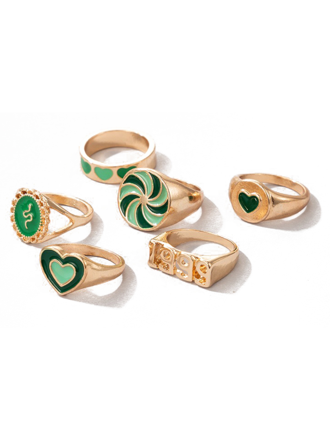 YouBella Jewellery Gold Plated Enamelled Combo of Rings for Girls and Women (Style 2)