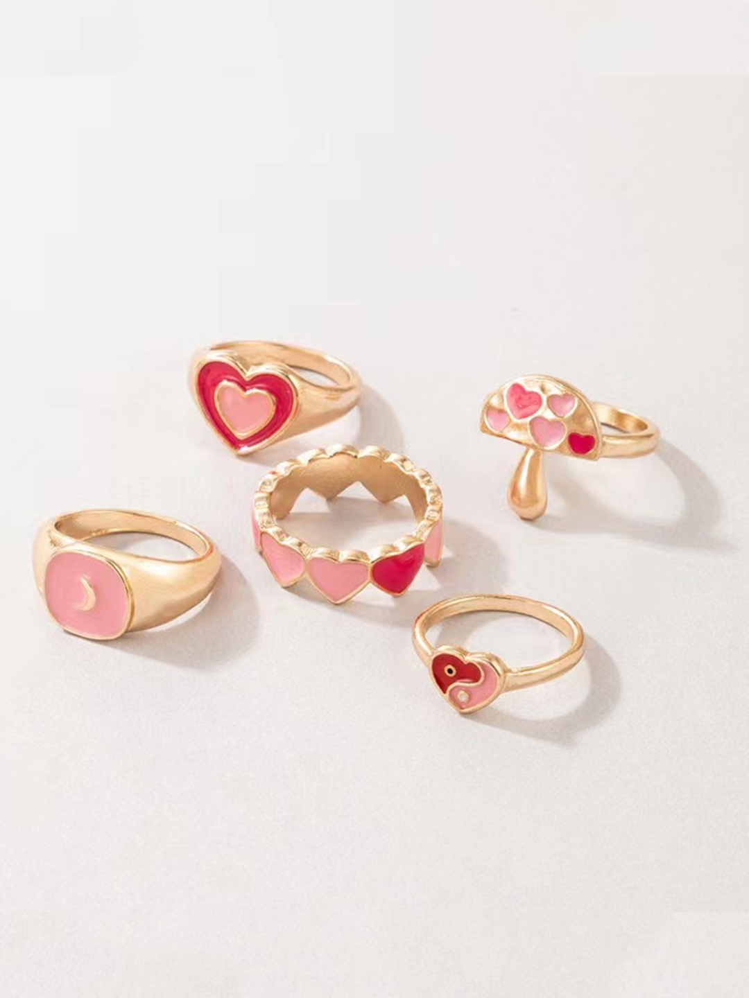 YouBella Jewellery Gold Plated Enamelled Combo of Rings for Girls and Women (Style 3)