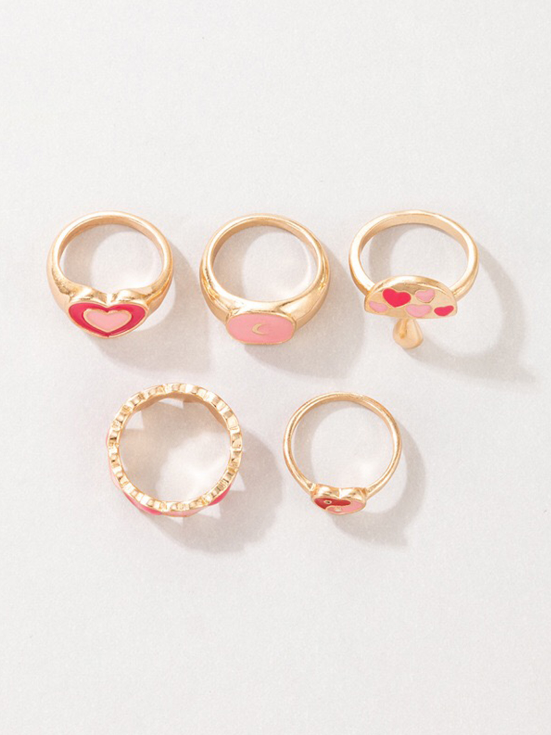 YouBella Jewellery Gold Plated Enamelled Combo of Rings for Girls and Women (Style 3)