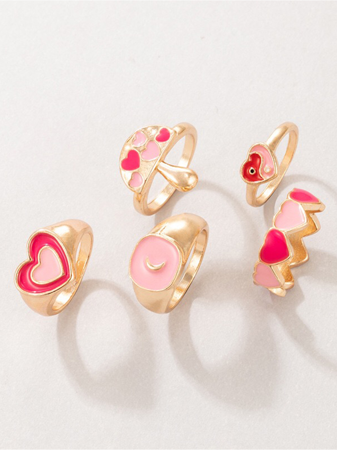 YouBella Jewellery Gold Plated Enamelled Combo of Rings for Girls and Women (Style 3)
