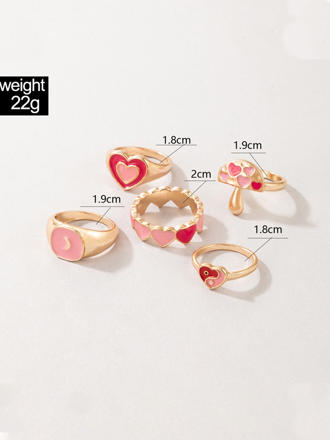 YouBella Jewellery Gold Plated Enamelled Combo of Rings for Girls and Women (Style 3)