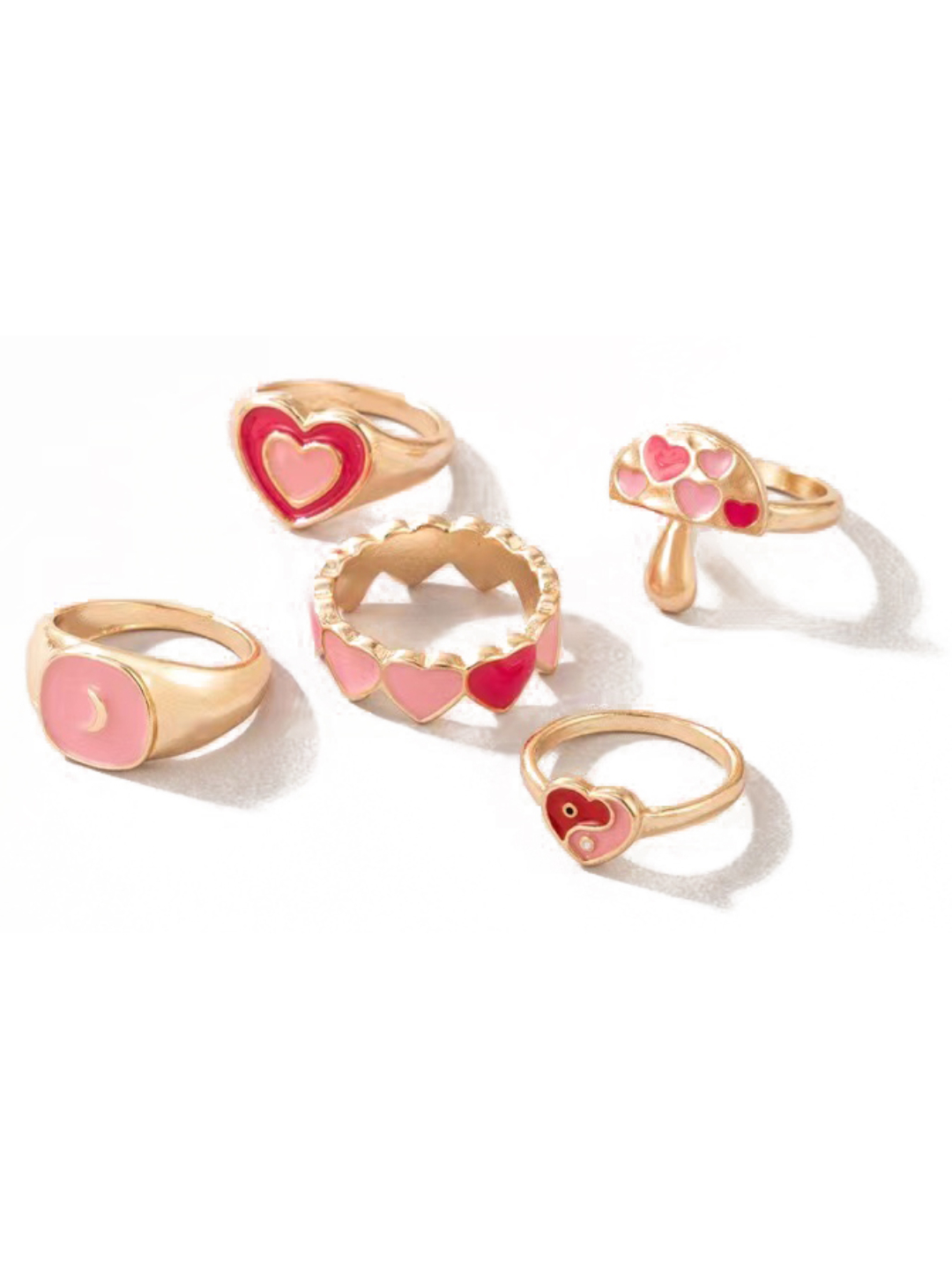 YouBella Jewellery Gold Plated Enamelled Combo of Rings for Girls and Women (Style 3)