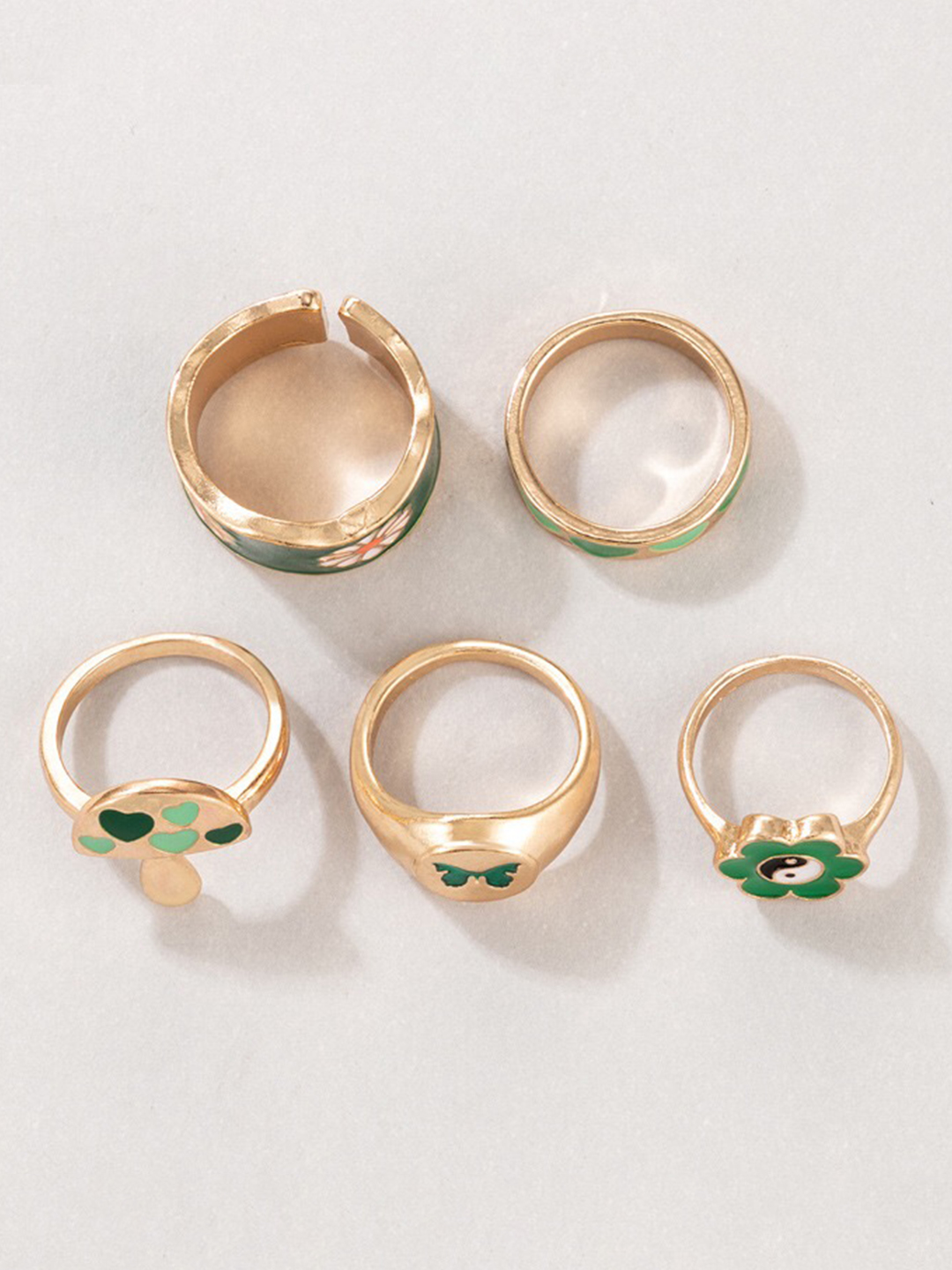 YouBella Jewellery Gold Plated Enamelled Combo of Rings for Girls and Women (Style 4)