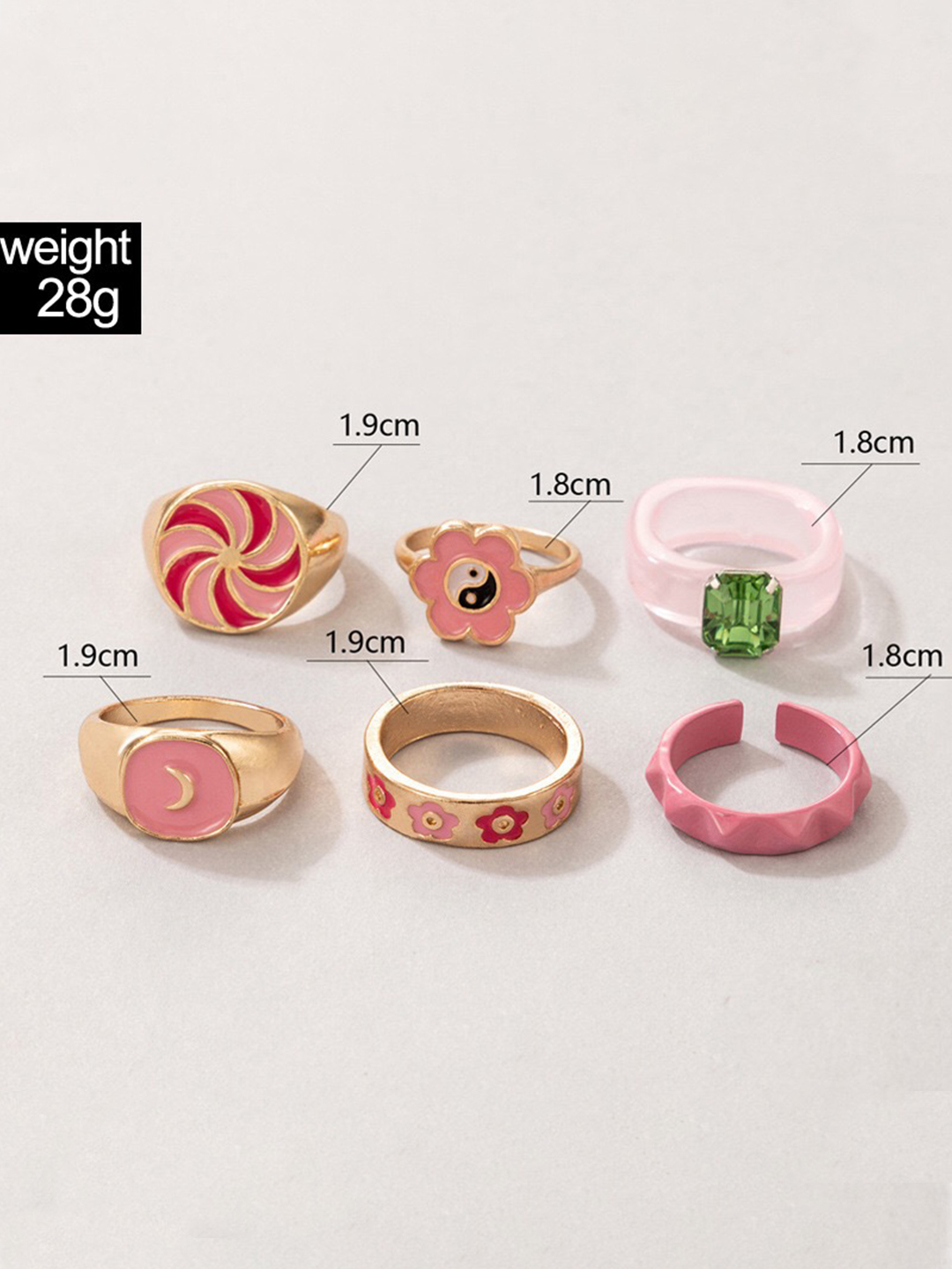 YouBella Jewellery Gold Plated Enamelled Combo of Rings for Girls and Women (Style 5)