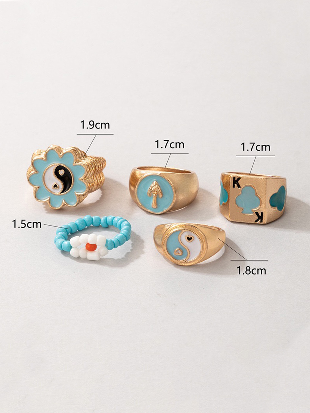YouBella Jewellery Gold Plated Enamelled Combo of Rings for Girls and Women (Style 6)