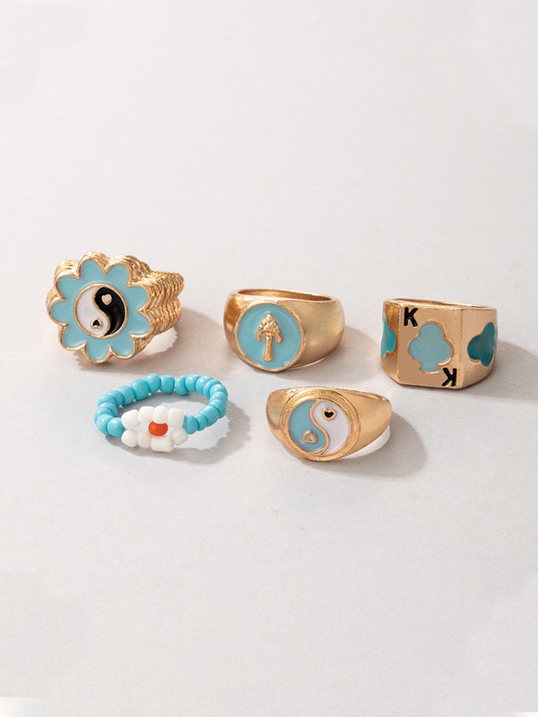 YouBella Jewellery Gold Plated Enamelled Combo of Rings for Girls and Women (Style 6)