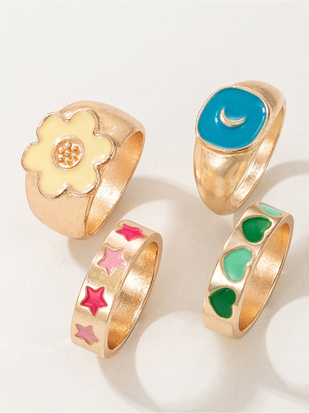 YouBella Jewellery Gold Plated Enamelled Combo of Rings for Girls and Women (Combo 1)