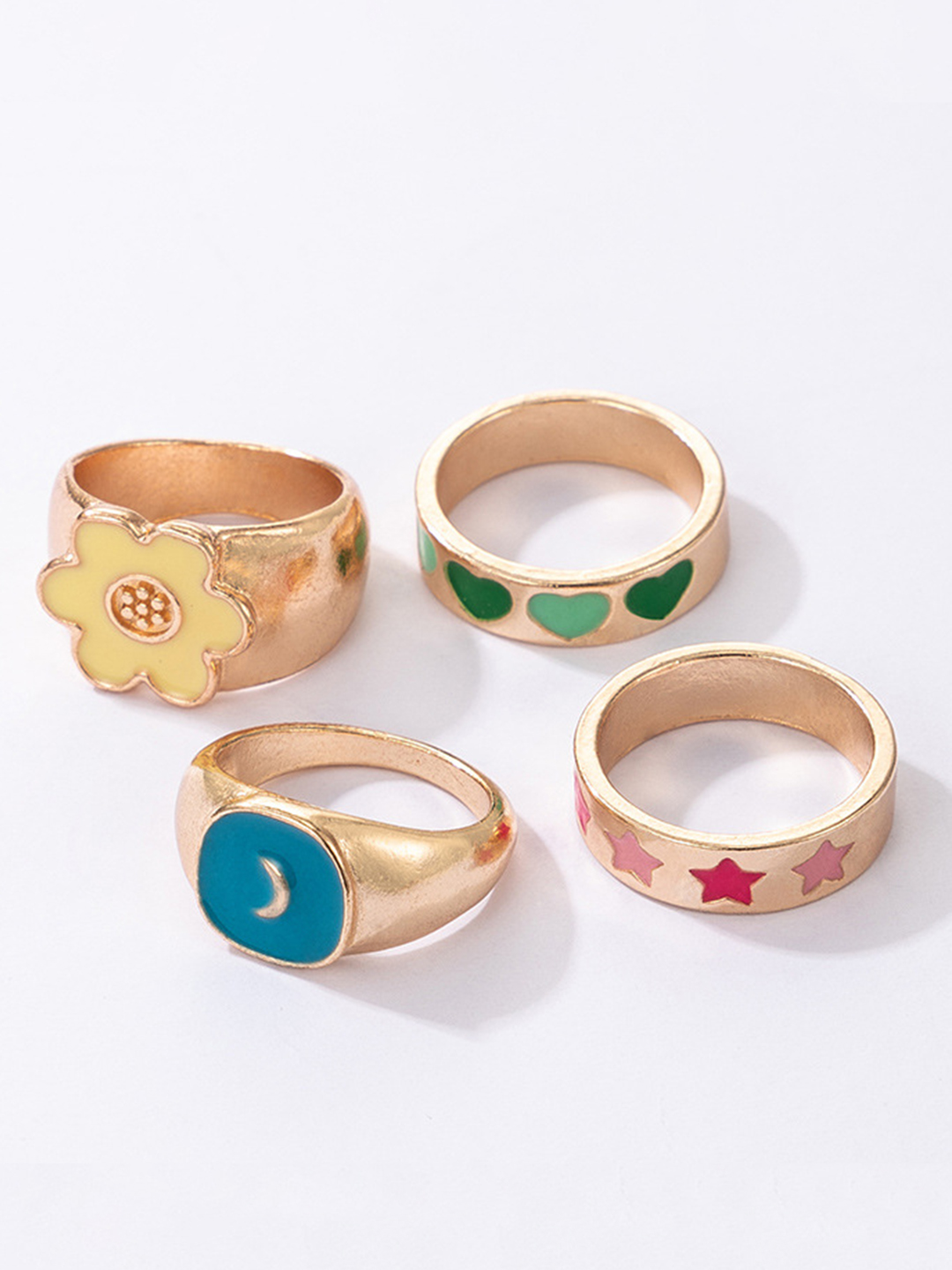 YouBella Jewellery Gold Plated Enamelled Combo of Rings for Girls and Women (Combo 1)