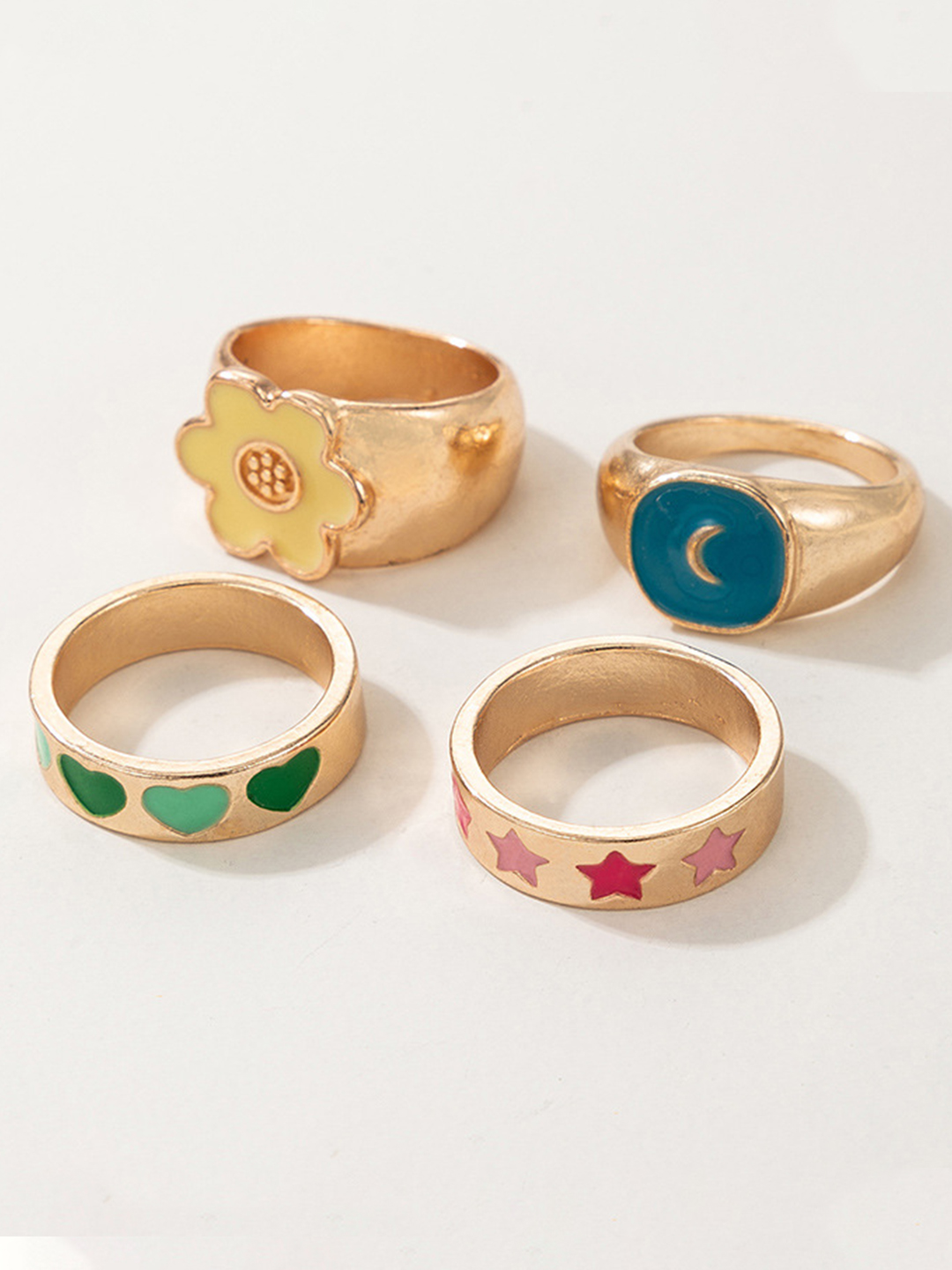 YouBella Jewellery Gold Plated Enamelled Combo of Rings for Girls and Women (Combo 1)