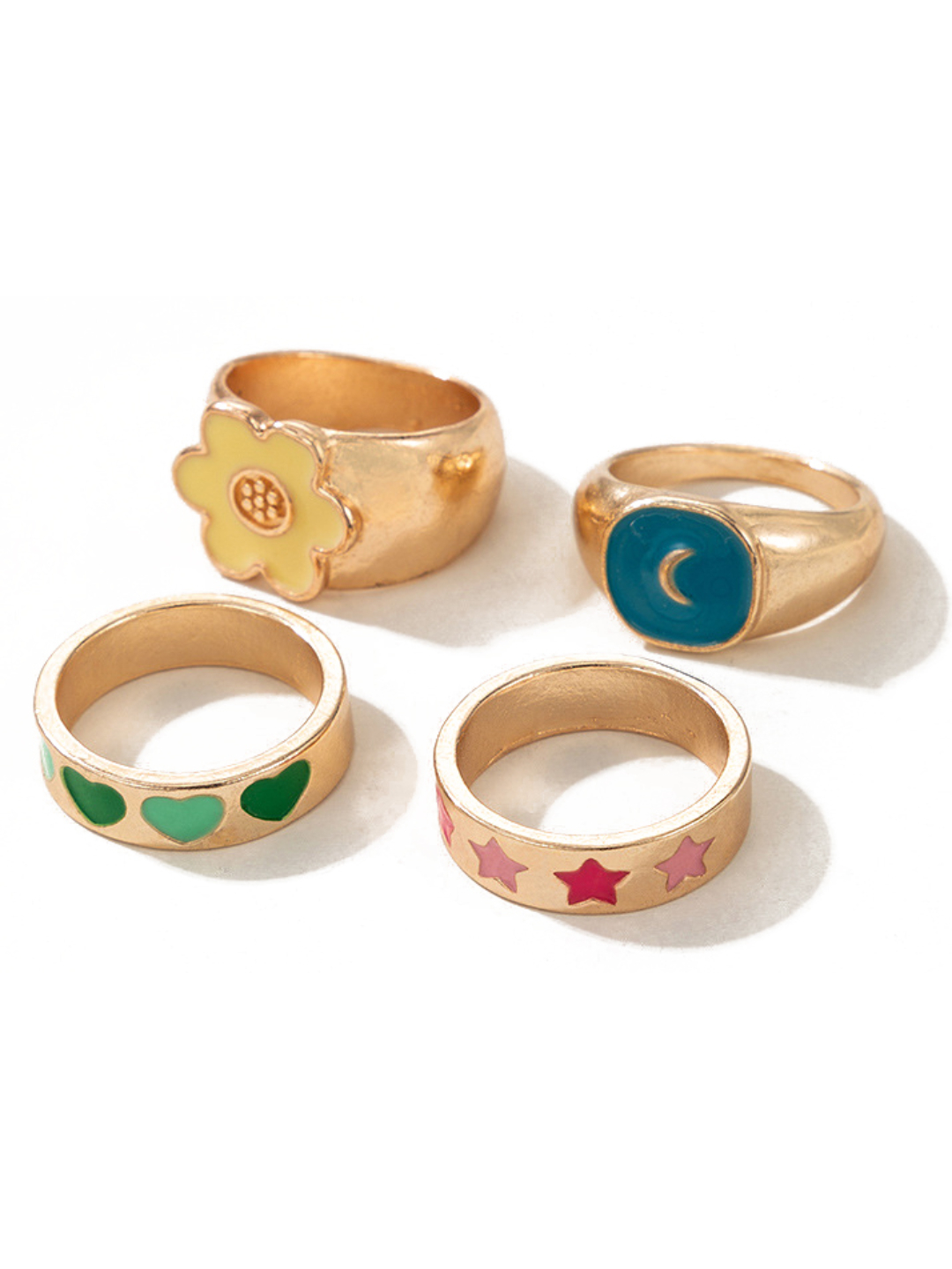 YouBella Jewellery Gold Plated Enamelled Combo of Rings for Girls and Women (Combo 1)
