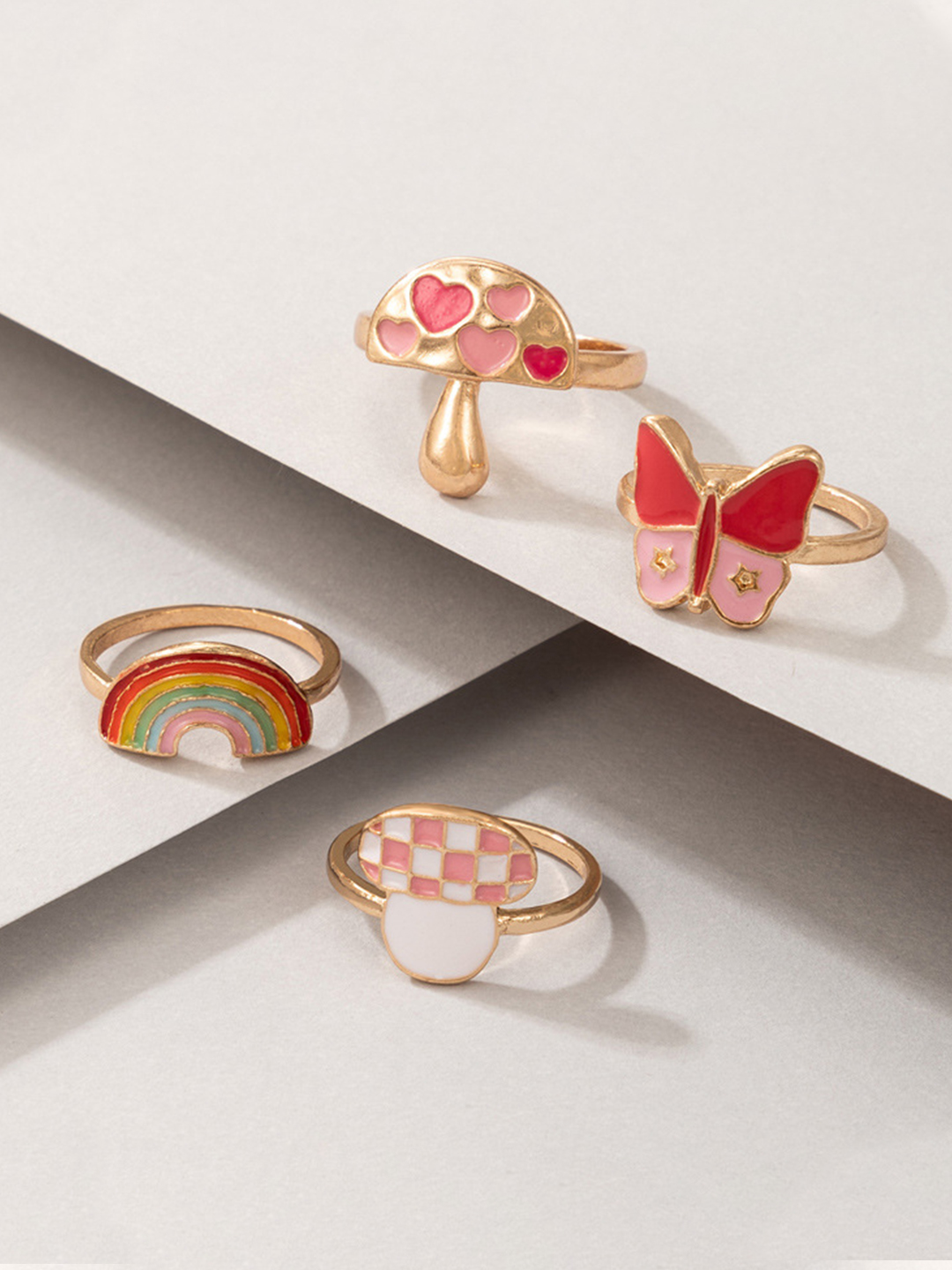 YouBella Jewellery Gold Plated Enamelled Combo of Rings for Girls and Women (Combo 2)
