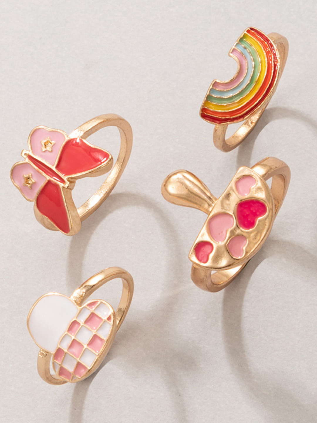 YouBella Jewellery Gold Plated Enamelled Combo of Rings for Girls and Women (Combo 2)