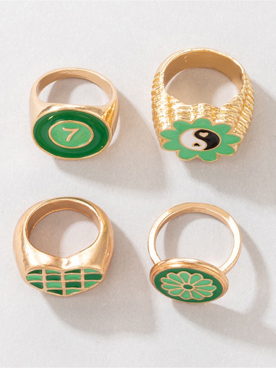YouBella Jewellery Gold Plated Enamelled Combo of Rings for Girls and Women (Combo 3)
