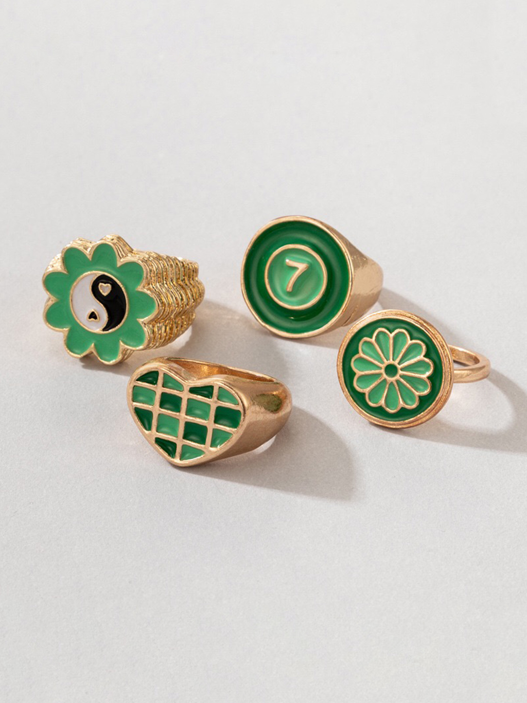 YouBella Jewellery Gold Plated Enamelled Combo of Rings for Girls and Women (Combo 3)