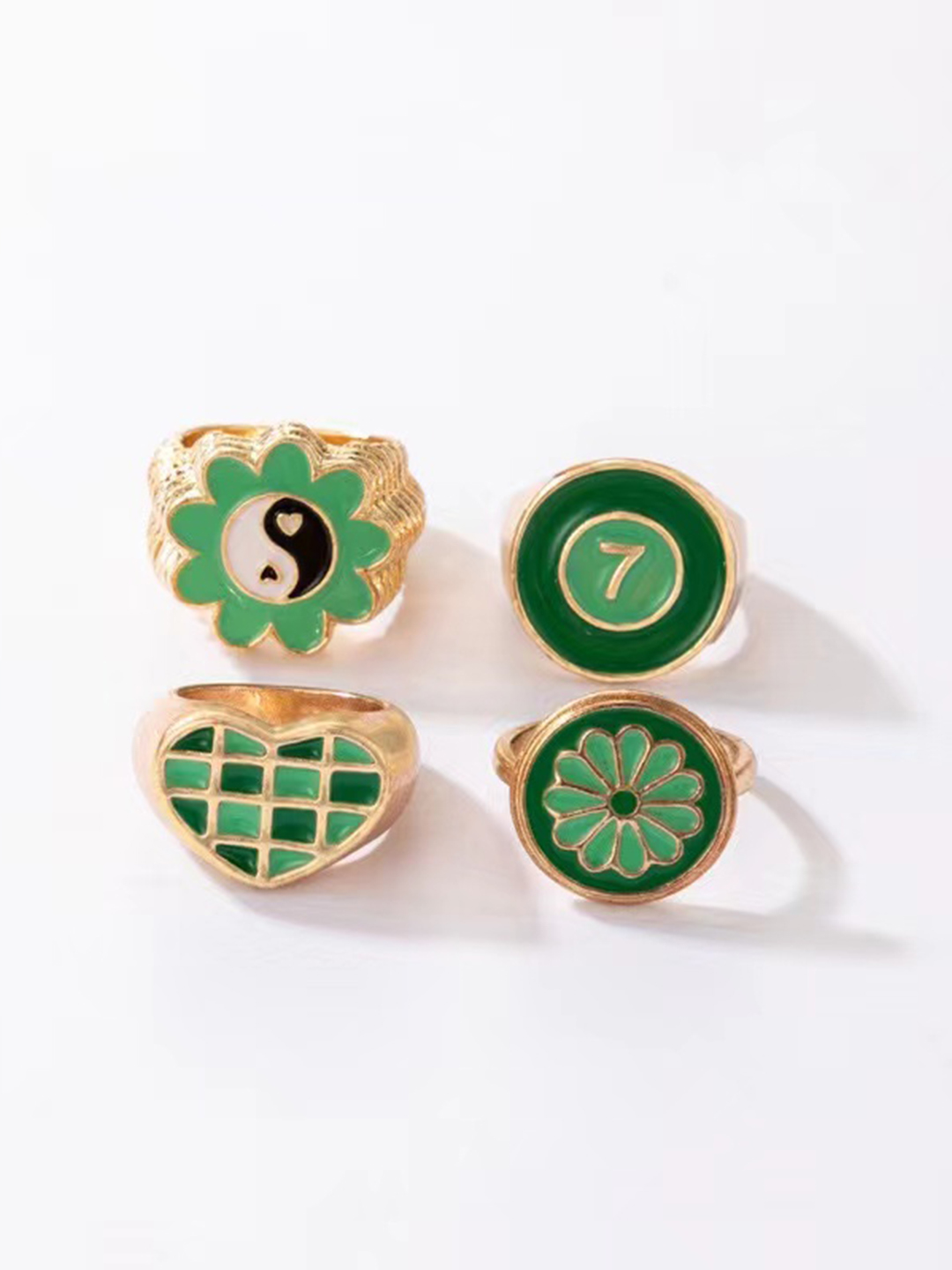YouBella Jewellery Gold Plated Enamelled Combo of Rings for Girls and Women (Combo 3)