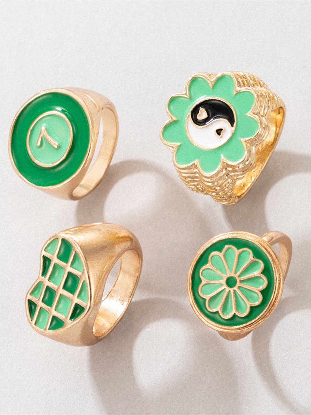 YouBella Jewellery Gold Plated Enamelled Combo of Rings for Girls and Women (Combo 3)