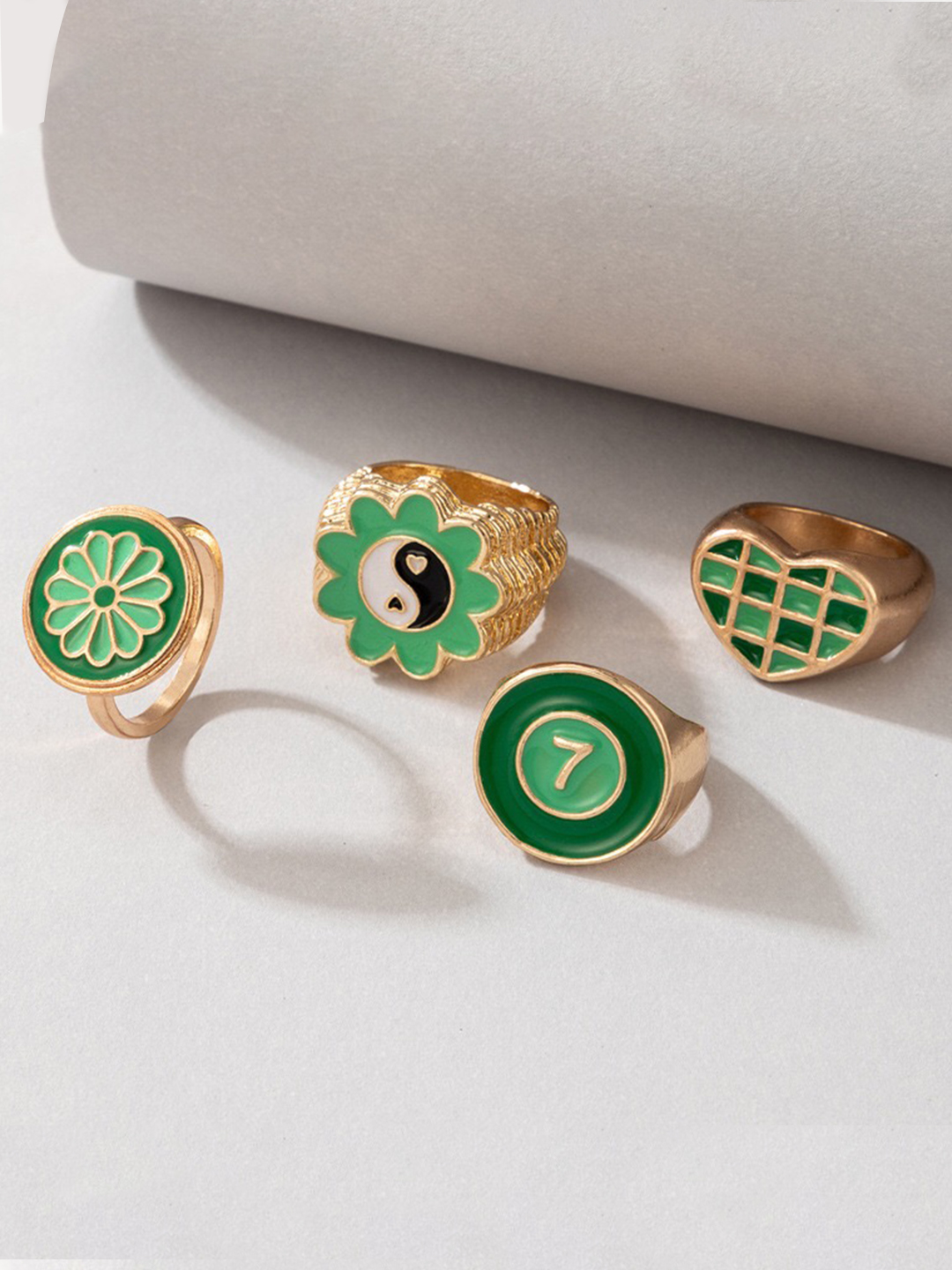 YouBella Jewellery Gold Plated Enamelled Combo of Rings for Girls and Women (Combo 3)