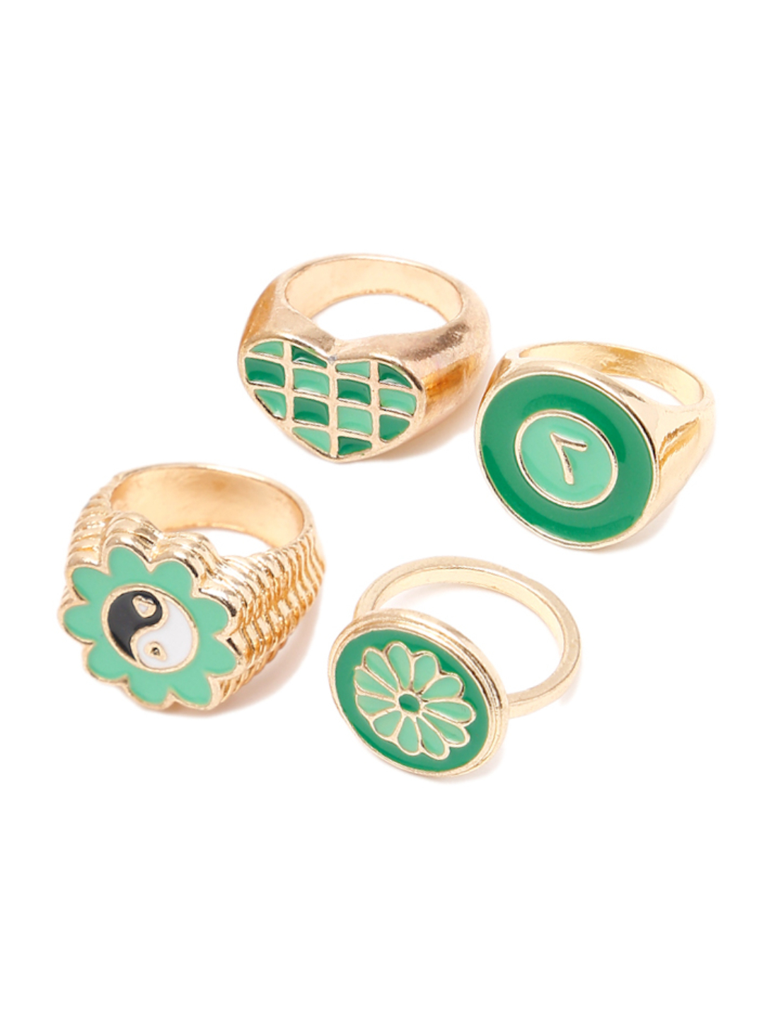 YouBella Jewellery Gold Plated Enamelled Combo of Rings for Girls and Women (Combo 3)