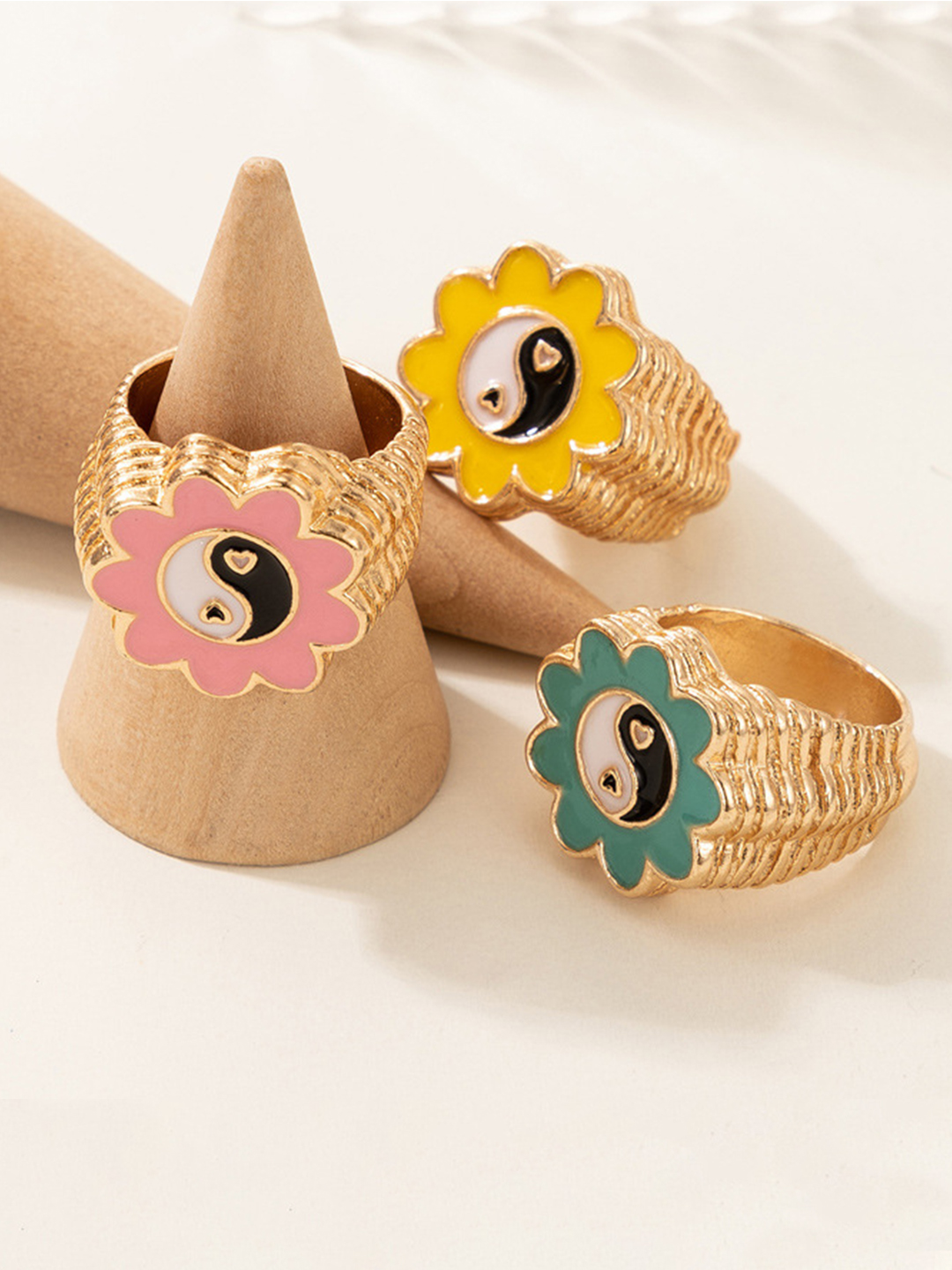 YouBella Jewellery Gold Plated Enamelled Combo of Rings for Girls and Women (Combo 4)