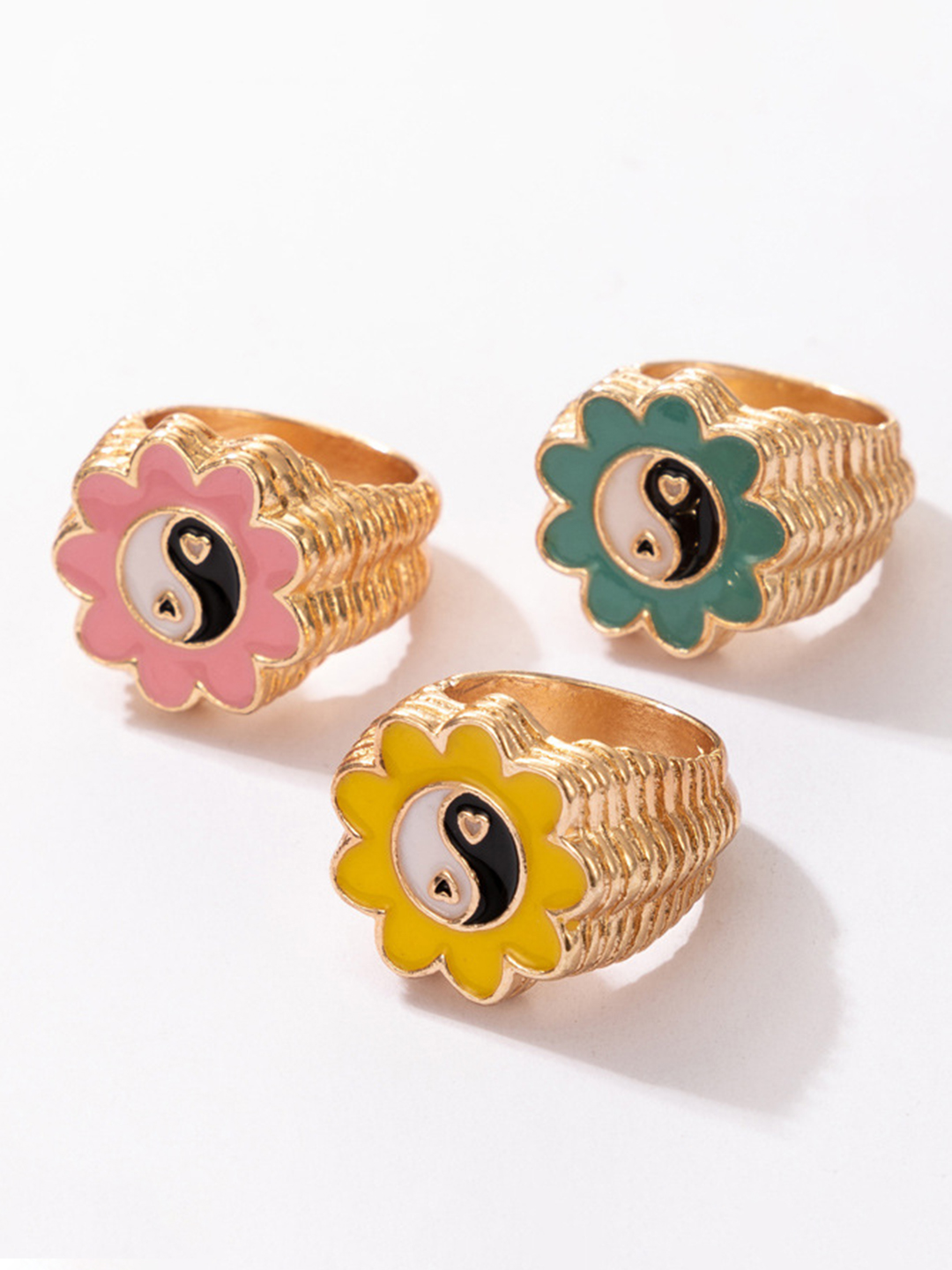 YouBella Jewellery Gold Plated Enamelled Combo of Rings for Girls and Women (Combo 4)