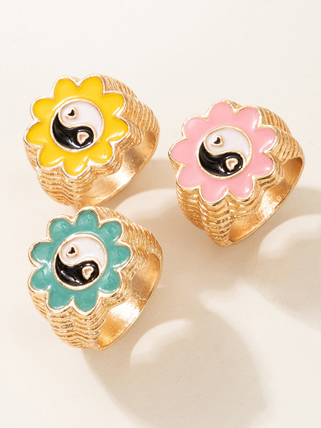 YouBella Jewellery Gold Plated Enamelled Combo of Rings for Girls and Women (Combo 4)