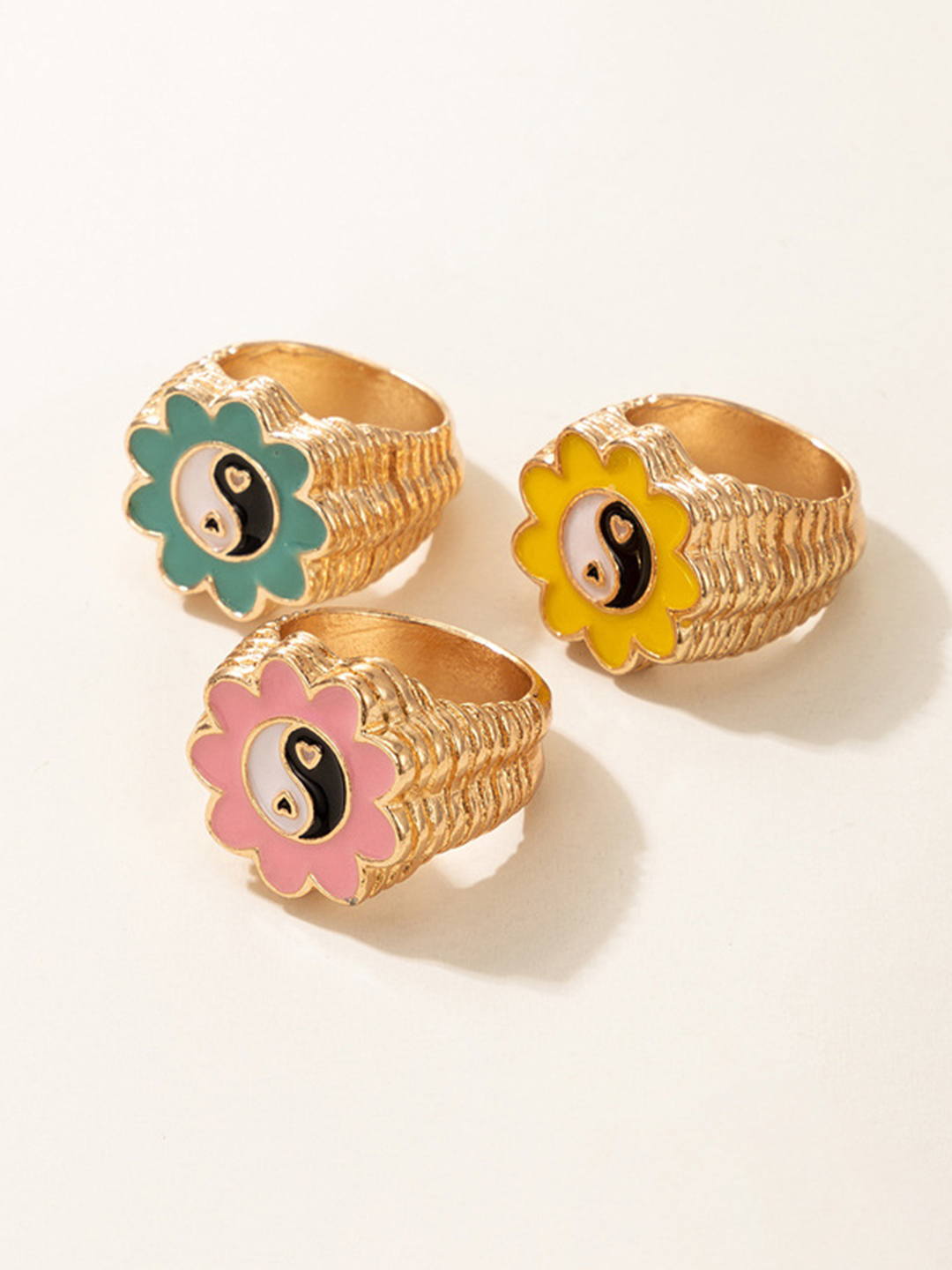 YouBella Jewellery Gold Plated Enamelled Combo of Rings for Girls and Women (Combo 4)